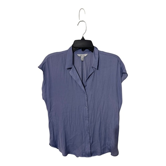 Nine West Tops - Nine West Womens Periwinkle Blue Short Sleeve Button Down Blouse Top Size M
